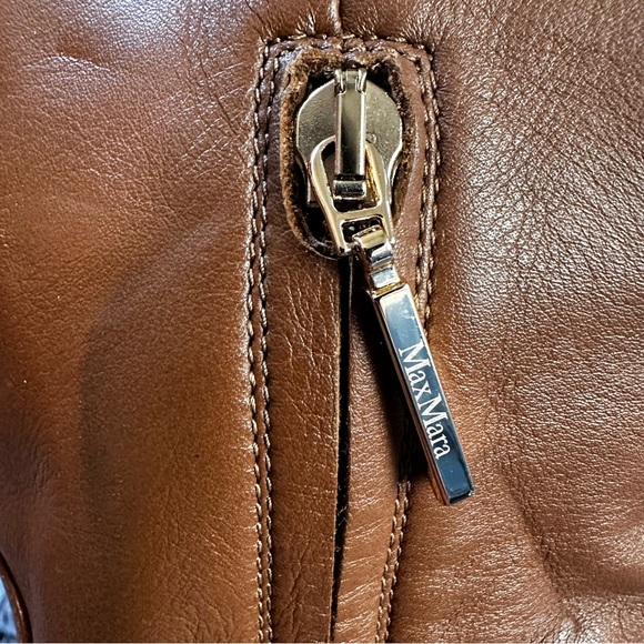 SOLD! Retail$1,185 MAX MARA Brigg Fold-over Leather Brown Boots. Sz:EU39/US8.5 - Picture 14 of 16